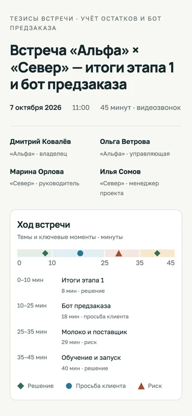 Тезисы встречи 7 октября — экран телефона